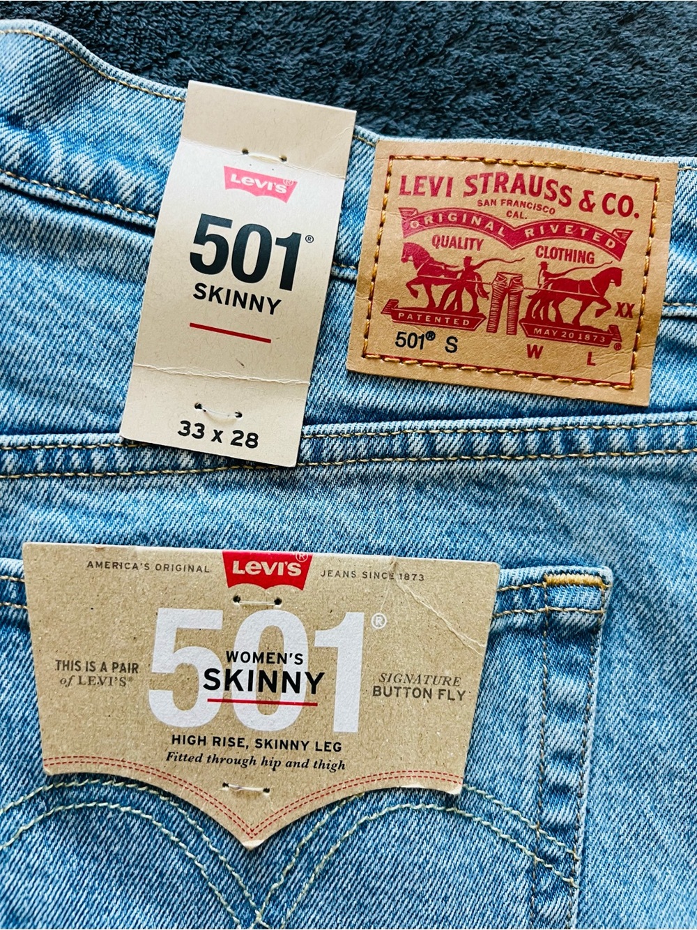 Levi's 501 Skinny Women’s Light Blue Denim Jeans - Picture 3 of 3